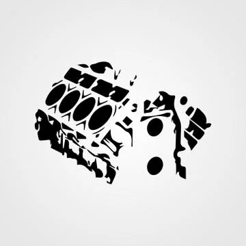 Vector car engine silhouette logo icon Stock Illustration