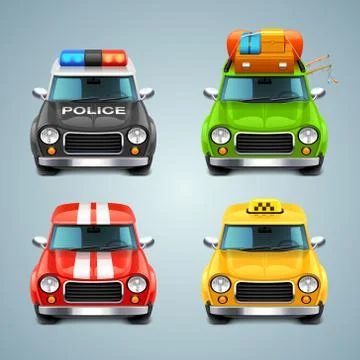 Vector car icon set Stock Illustration