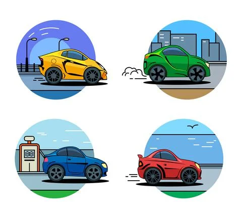 Vector Car icons. Flat style car icon, badges, logo 스톡 일러스트
