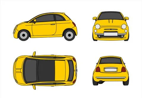Vector car isolated on white background, side view; front view; back view; vi Stock Illustration