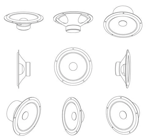 Vector car loud speakers - different views Stock Illustration