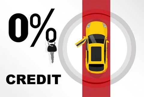 Vector of a car offered with a zero percent financing Stock Illustration
