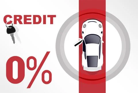 Vector of a car offered with a zero percent financing Stock Illustration