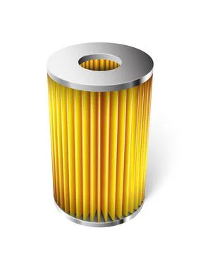 Vector car oil filter for engine realistic with yellow paper Stock Illustration