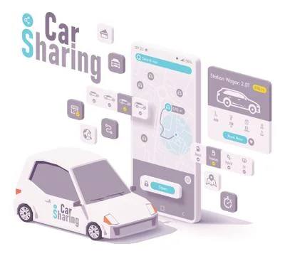 Vector car sharing and hire app concept Stock Illustration