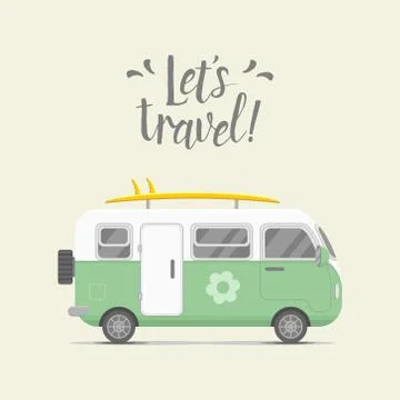 Vector caravan trailer. Trailer home illustration Stock Illustration