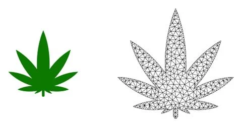 Vector Carcass Mesh Cannabis and Flat Icon Stock Illustration