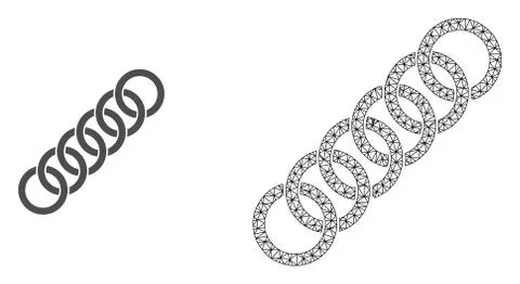 Vector Carcass Mesh Circle Chain and Flat Icon イラスト素材