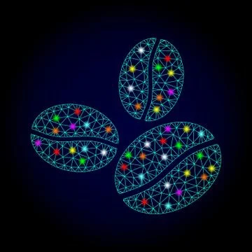 Vector Carcass Mesh Coffee Beans with Light Spots for Chistmas Illustrazione stock