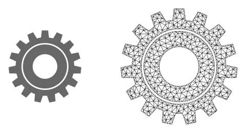 Vector Carcass Mesh Cog and Flat Icon Ilustración de archivo