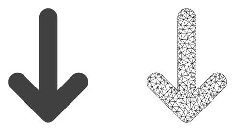 Vector Carcass Mesh Down Arrow and Flat Icon Ilustración de archivo