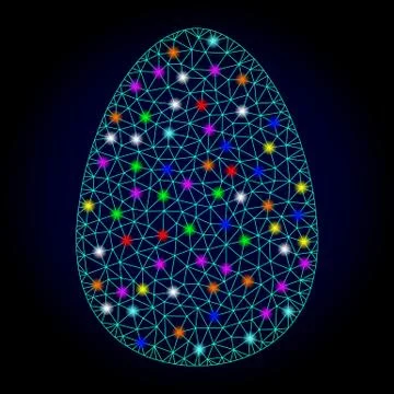 Vector Carcass Mesh Easter Egg with Glare Spots for Chistmas Stock Illustration