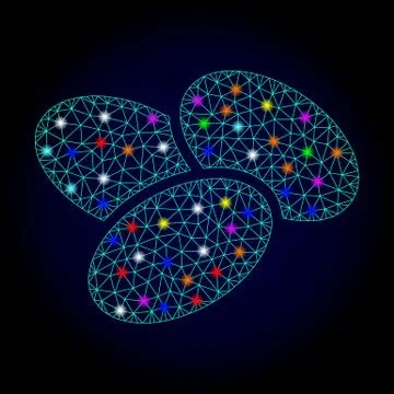 Vector Carcass Mesh Easter Eggs with Glowing Spots for New Year Stock Illustration