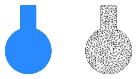 Vector Carcass Mesh Glass Flask and Flat Icon Stock Illustration
