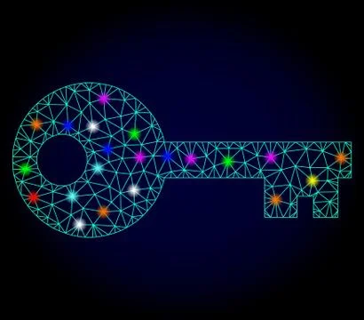 Vector Carcass Mesh Key with Glowing Spots for Chistmas 库存插图