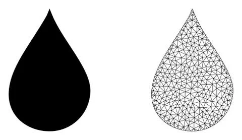Vector Carcass Mesh Oil Drop and Flat Icon Stock Illustration