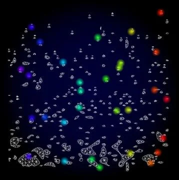 Vector Carcass Mesh Powder Participles with Rainbow Colored Light Spots 스톡 일러스트
