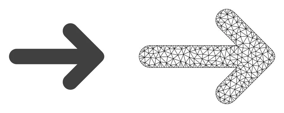 Vector Carcass Mesh Right Arrow and Flat Icon Illustrazione stock