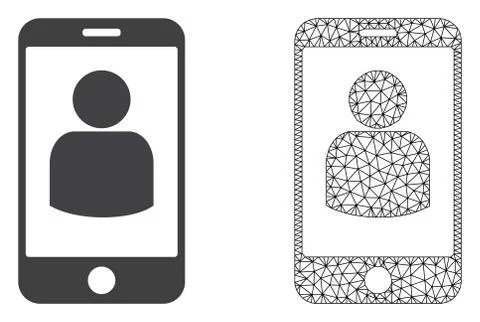 Vector Carcass Mesh Smartphone User and Flat Icon Иллюстрация