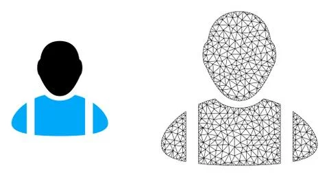 Vector Carcass Mesh Worker and Flat Icon Stock Illustration