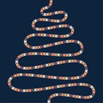 Vector card with abstract christmas tree made from pixels on dark background Stock Illustration