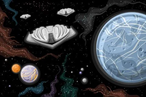 Vector card with Alien Spaceship Armada Stock Illustration