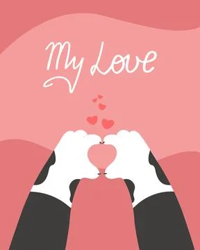 Vector card cat s paw, inscription My love, Animals and pets poster Illustrazione stock