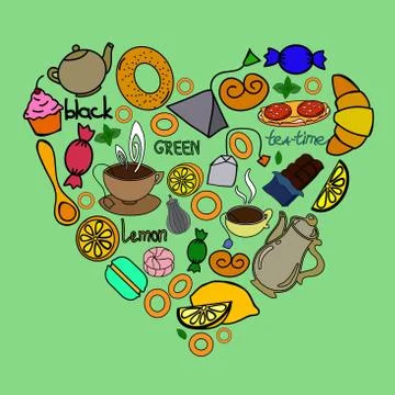 Vector card with cups and teapots. Stock Illustration