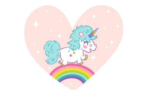 Vector card cute unicorn Stock Illustration