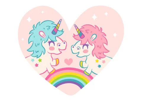 Vector card cute unicorns Illustration