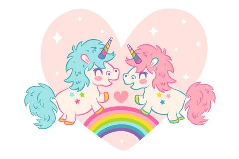 Vector card cute unicorns 库存插图
