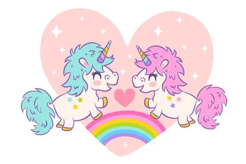 Vector card cute unicorns Stock-Illustration