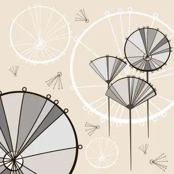 Vector card with dandelions, abstract print for greeting cards Stock Illustration