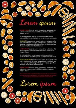 Vector card with different kinds of bakery. Stock Illustration