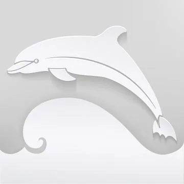 Vector card with dolphin. Abstract silhouette. 3D elements with shadows and h 스톡 일러스트