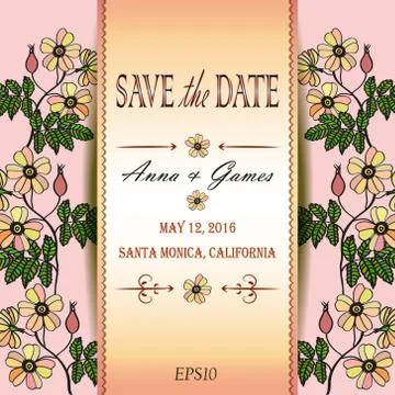 Vector card with eglantine. Stock Illustration