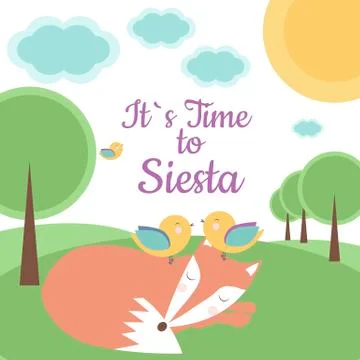 Vector Card with fairy tale landscape Stock Illustration