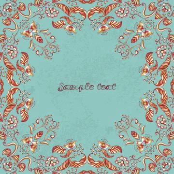 Vector card with floral ornament. Vector illustration. Stock Illustration