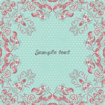 Vector card with floral ornament. Vector illustration. Stock Illustration