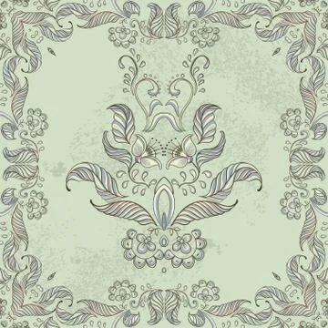 Vector card with floral ornament. Vector illustration. Illustrazione stock
