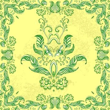 Vector card with floral ornament. Vector illustration. Stock Illustration