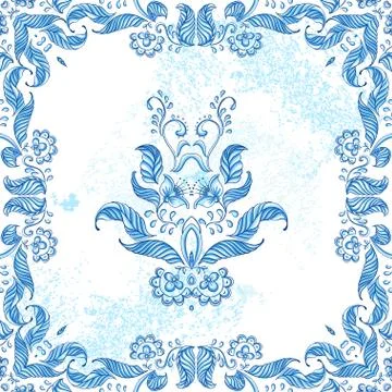 Vector card with floral ornament. Vector illustration. Stock Illustration