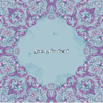 Vector card with floral ornament. Vector illustration. Illustrazione stock