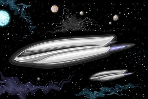 Vector card with Futuristic Spaceships Stock Illustration