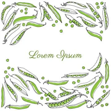 Vector card with grean pea Stock Illustration