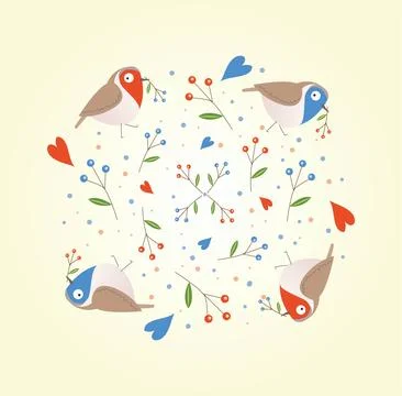 Vector card with hand drawn cute Magpie with pomegranate twig in its beak. In Ilustración de archivo