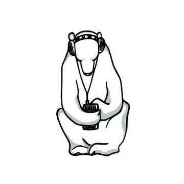 Vector card with hand drawn polar bear Stock Illustration