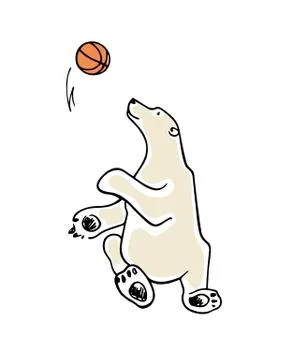 Vector card with hand drawn polar bear Stock Illustration
