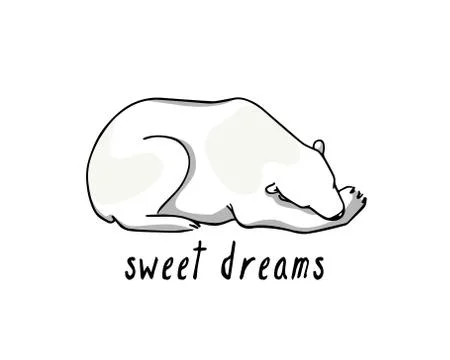 Vector card with hand drawn polar bear Stock Illustration