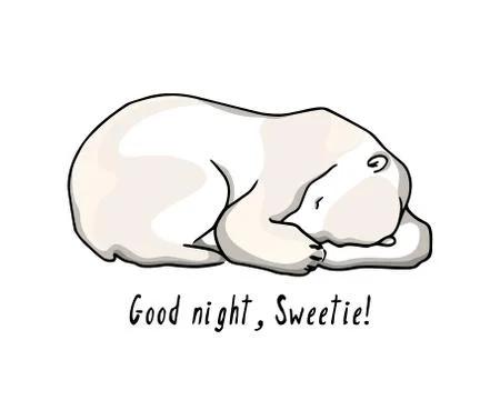 Vector card with hand drawn polar bear Stock Illustration